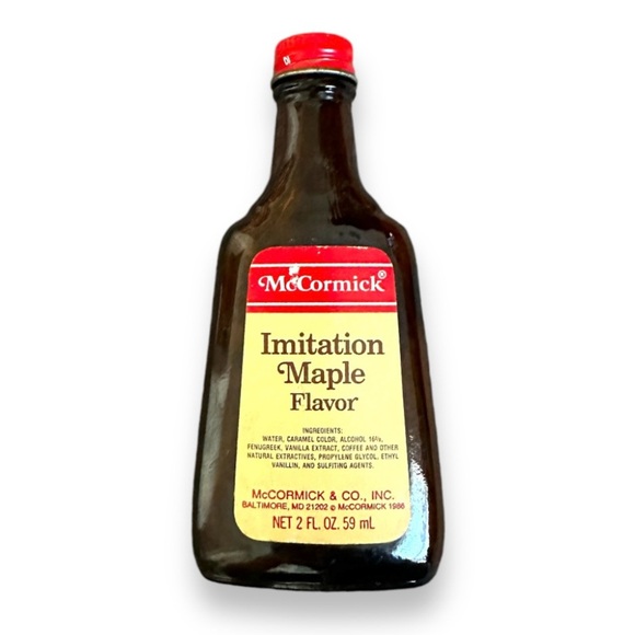 Vintage 80s McCormick Imitation Maple Flavor Brown Glass BOTTLE ONLY - Picture 1 of 7